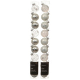 Decoris 3cm White/Silver  Assorted Glass Baubles (Pack of 9) - (Choice of 2)