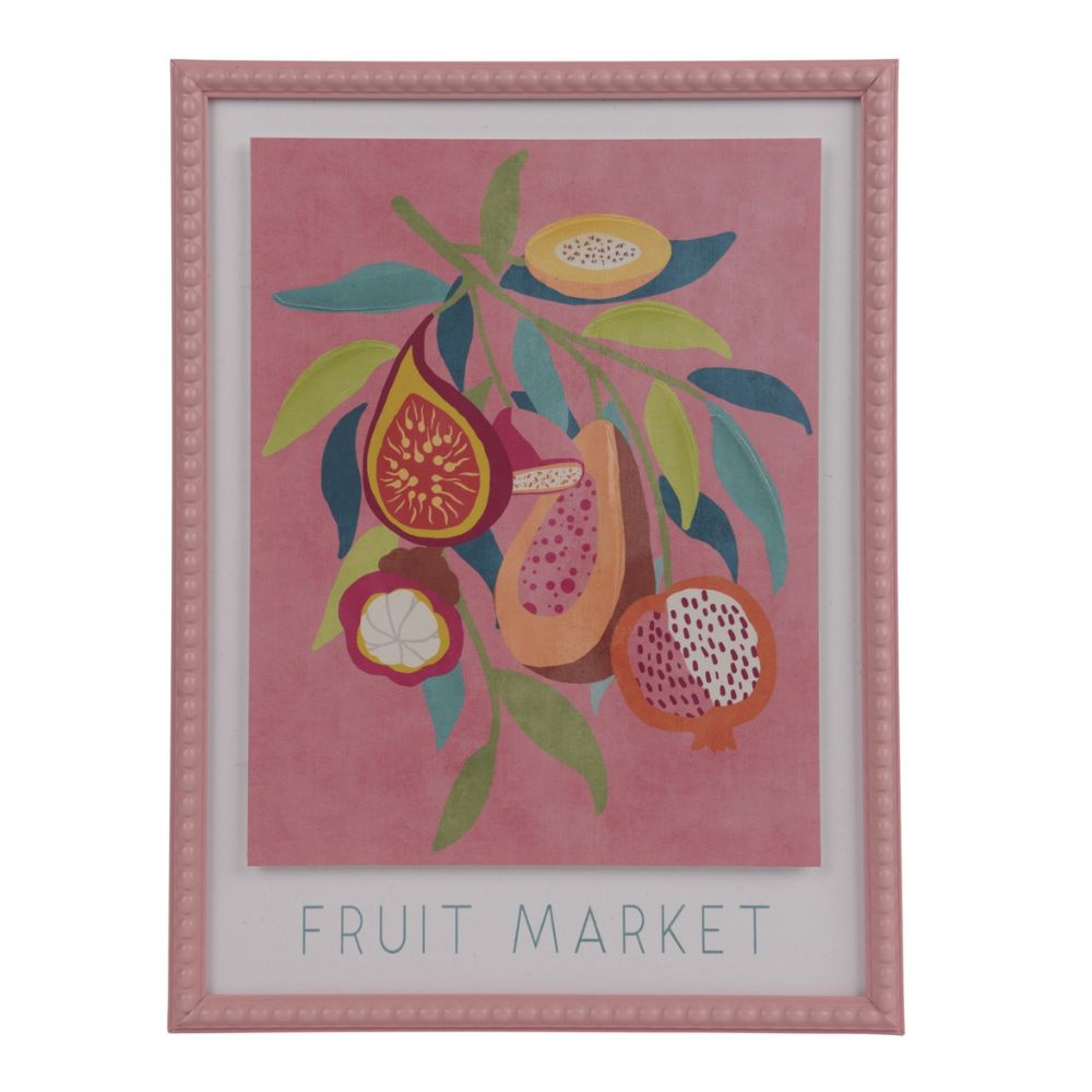 Decoris 40cm Fruit/Flower Market Wall Art in MDF Dot Frame (Choice of two)