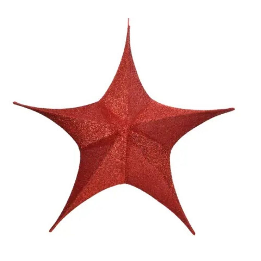 Decoris 42cm Red Polyester Star Hanging Decoration