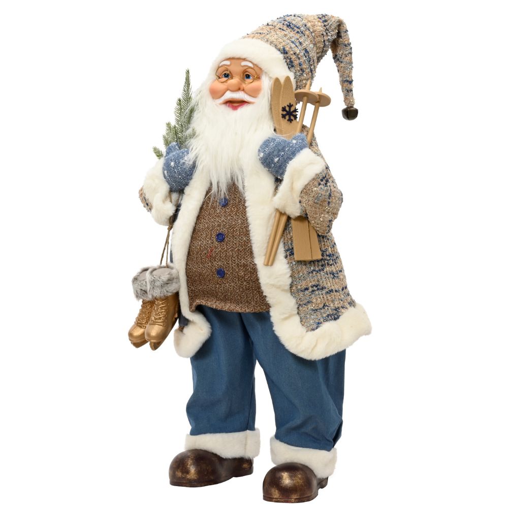 Decoris 45cm Plastic & Polyester Santa with Ski's