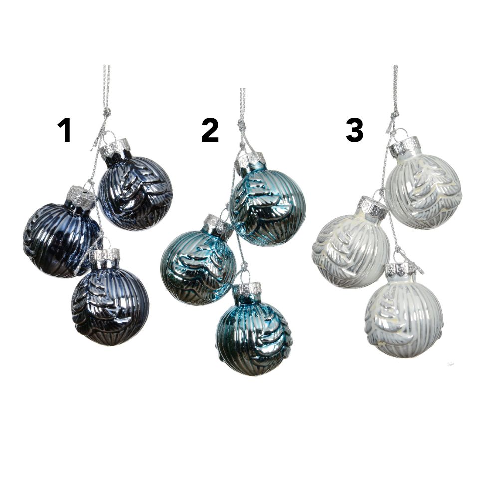 Decoris 4cm Shiny Cluster Baubles Hanging Decoration - (Choice of 3)