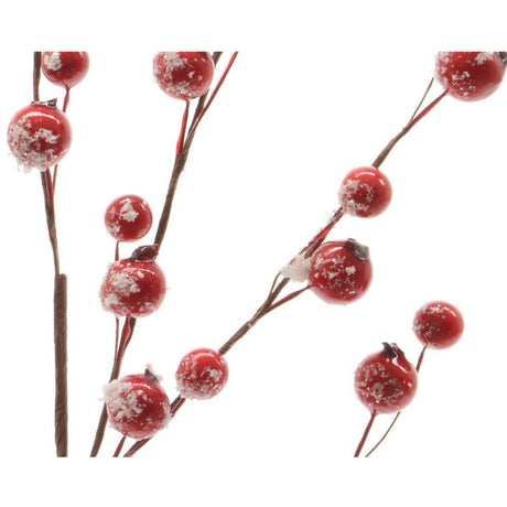 Decoris 55cm Red Berry Spray with Snow and Glitter