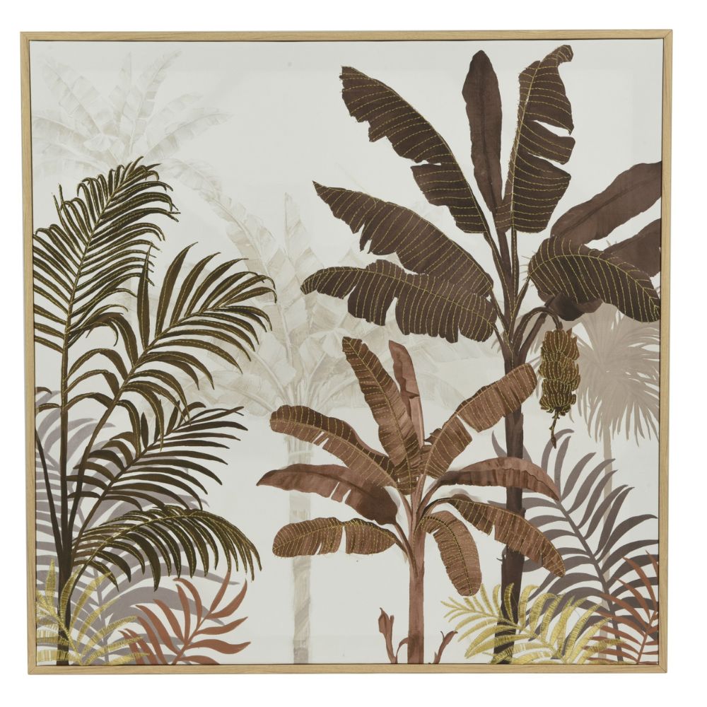 Decoris 60cm Gold Foil Palm Tree Canvas in Natural Frame