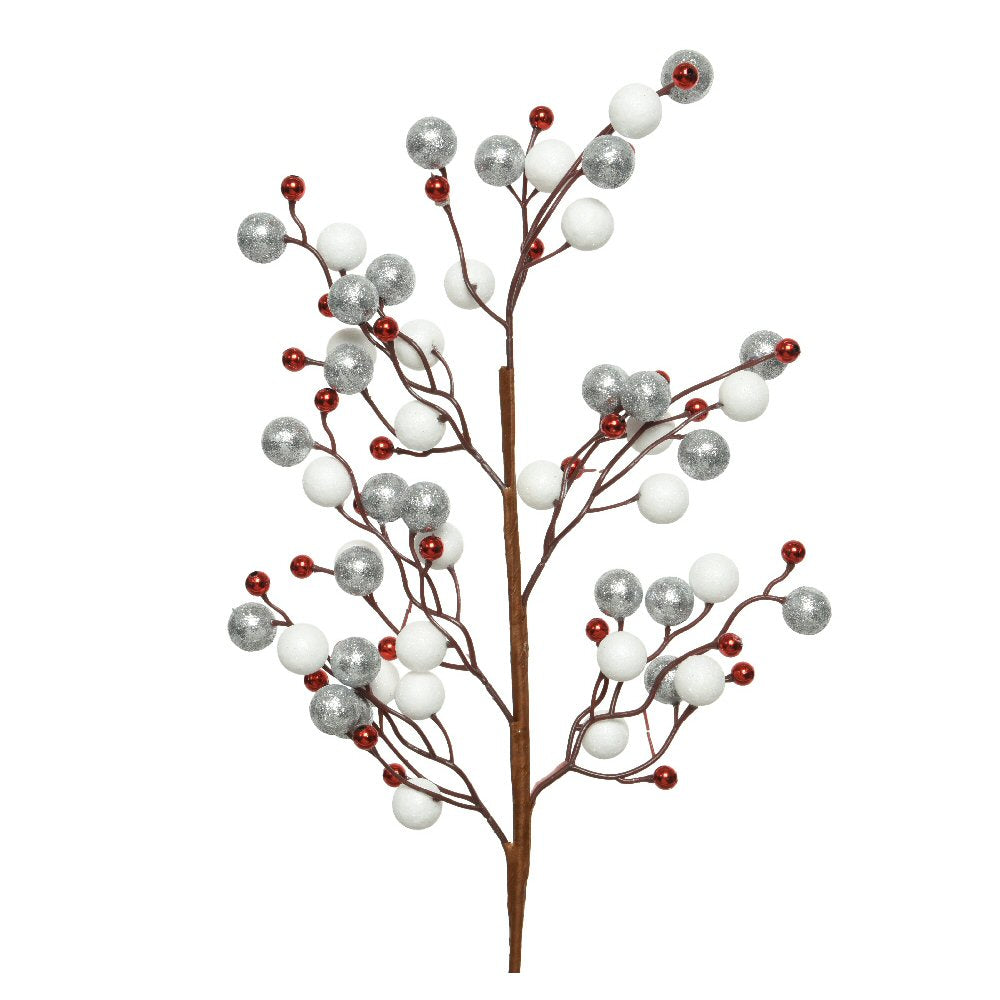 Decoris 60cm Shiny Glitter Foam Baubles on Branch