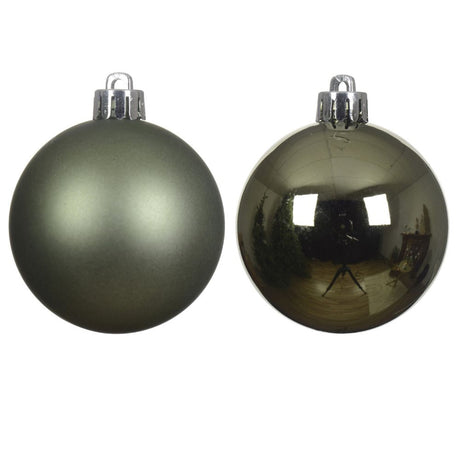 Decoris 6cm Rosemary Green Assorted Polystyrene Baubles (Pack Of 12)