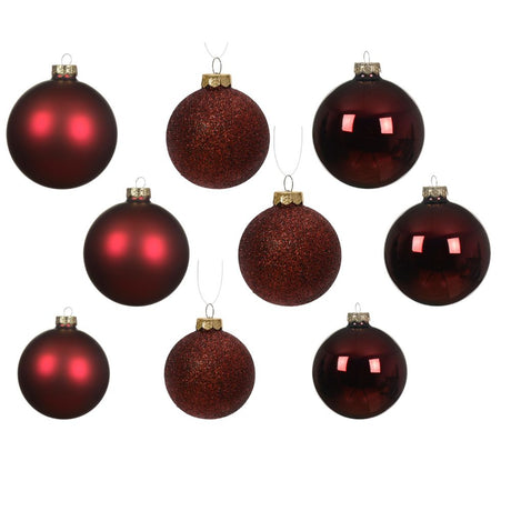 Decoris 7cm Assorted Oxblood Glass Baubles (Pack Of 21)