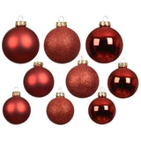 Decoris 7cm Assorted Red Glass Baubles (Pack Of 21)