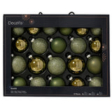 Decoris 7cm Assorted Rosemary Green Glass Baubles (Pack Of 21)