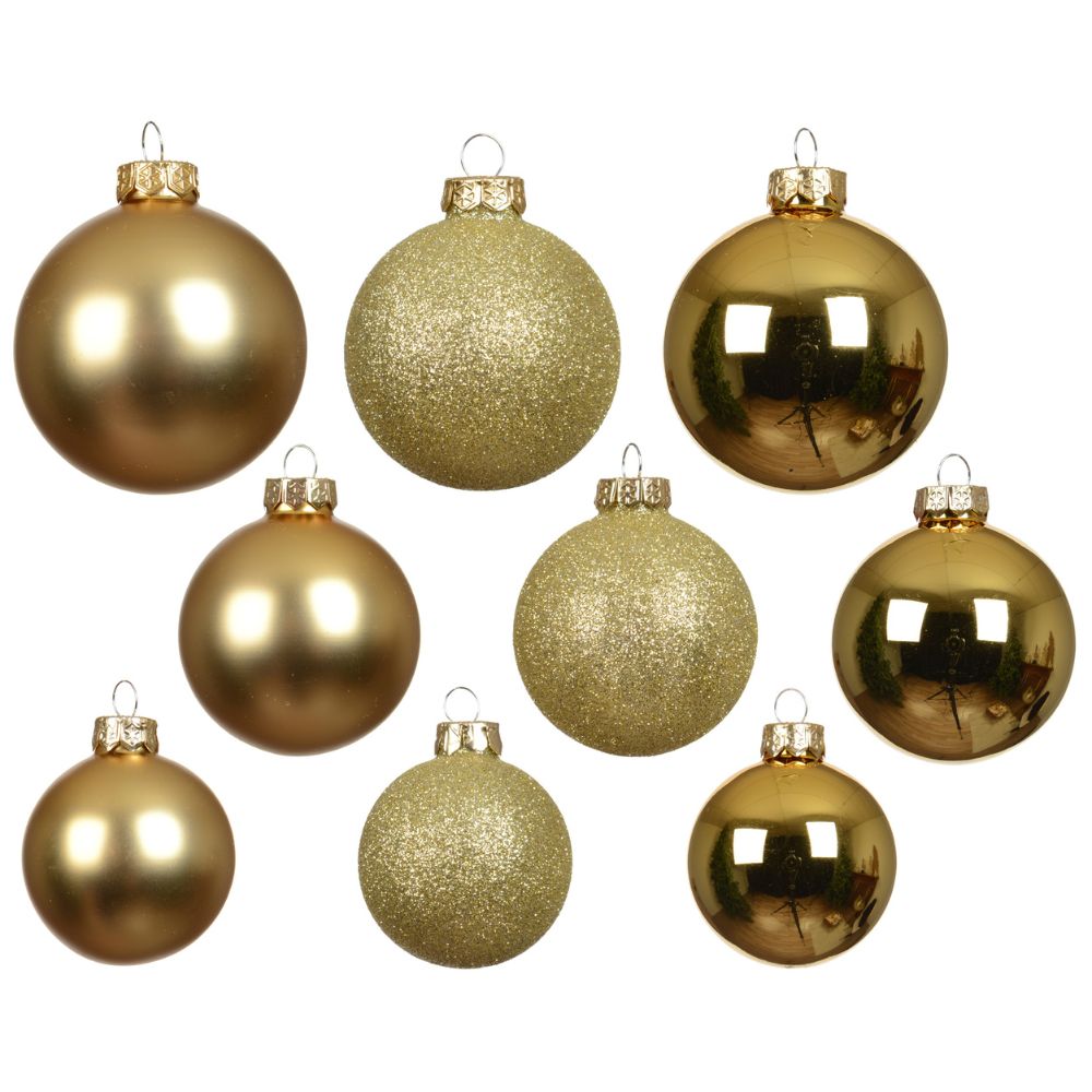 Decoris 7cm Gold Assorted Baubles (Pack of 21)