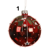 Decoris 8cm Christmas Branch Glass Bauble (Choice of 2)