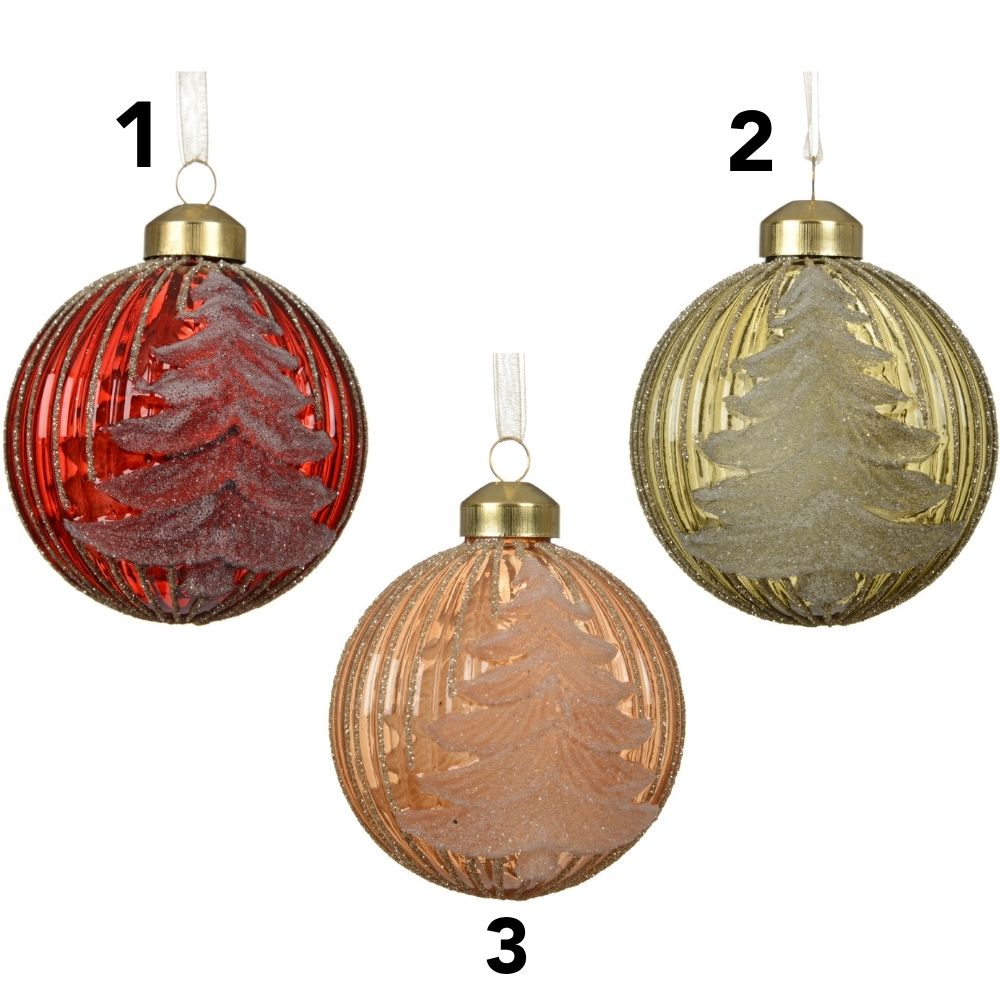 Decoris 8cm Christmas Tree Transparent Glass Bauble (Choice of 3)