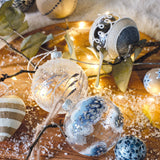 Decoris 8cm Clear Glass Fern Leaf Bauble