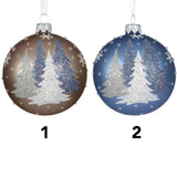Decoris 8cm Matte Glass Bauble With Christmas Tree Scene (Choice of 2)
