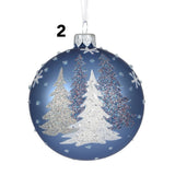 Decoris 8cm Matte Glass Bauble With Christmas Tree Scene (Choice of 2)
