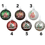 Decoris 8cm Matte Glass Bauble with Winter House (Choice of 6)