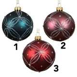 Decoris 8cm Matte Glitter Check Glass Bauble (Choice of 3)