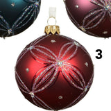 Decoris 8cm Matte Glitter Check Glass Bauble (Choice of 3)