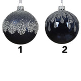 Decoris 8cm Night Blue Glass Bauble with Sparkle Top (Choice of 2)