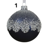 Decoris 8cm Night Blue Glass Bauble with Sparkle Top (Choice of 2)