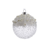 Decoris 8cm Speckled Clear Ice & Pearl Glass Bauble