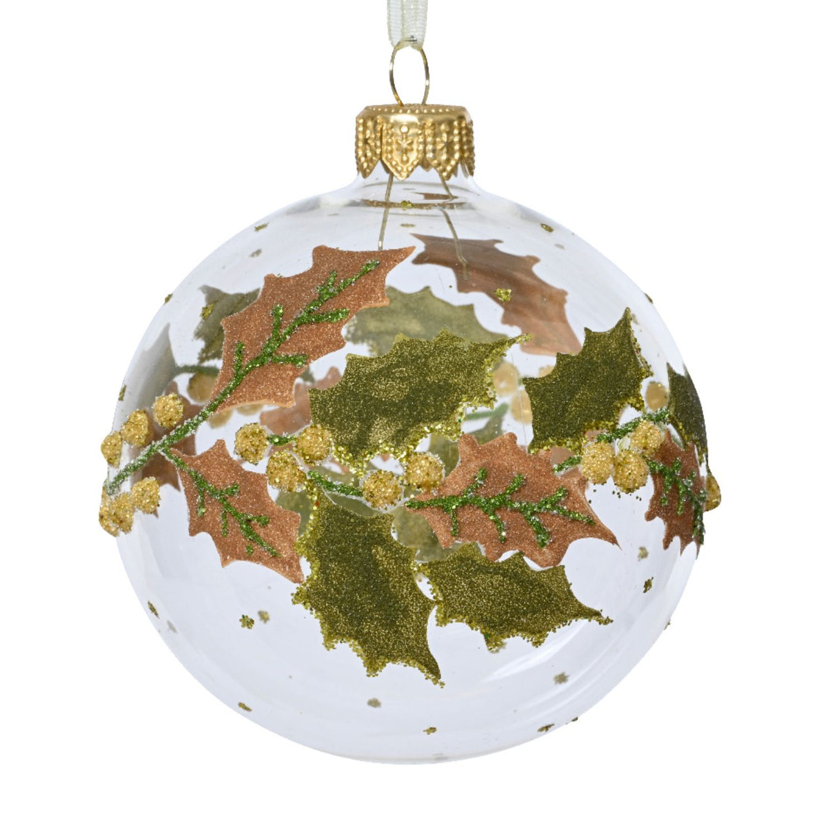 Decoris 8cm Transparent Autumn Leaves Glass Bauble