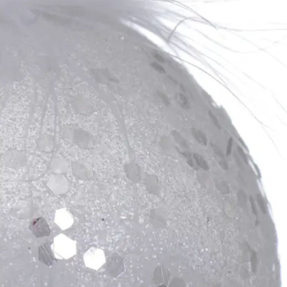 Decoris 8cm Transparent Bauble with White Feathers