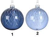 Decoris 8cm Transparent Blue Bauble with White Glitter (Choice of 2)