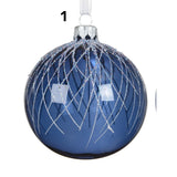 Decoris 8cm Transparent Blue Bauble with White Glitter (Choice of 2)
