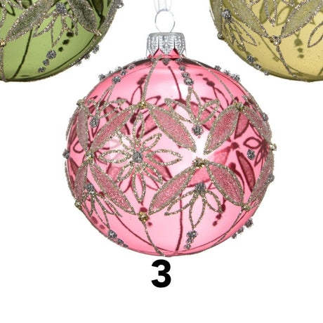 Decoris 8cm Transparent Silver Glitter Bauble (Choice of 3)