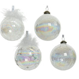 Decoris 8cm White Iridescent Glass Bauble (Choice of 4)