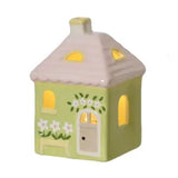 Decoris 9.5cm Porcelain LED House (Choice of 3) - Green/White