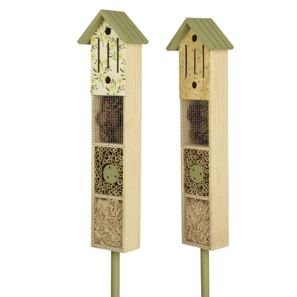 Decoris 90cm Pinewood Insect House with Lattice Roof (Choice of 2) - Light Green
