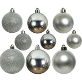 Decoris Assorted Size Silver Shatterproof Baubles (Set of 30)