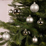 Decoris Assorted Size Silver Shatterproof Baubles (Set of 30)
