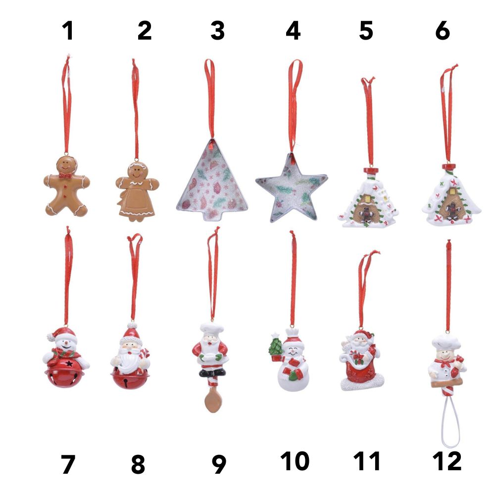 Decoris 6cm Christmas Characters Tree Decorations - (Choice of 12)