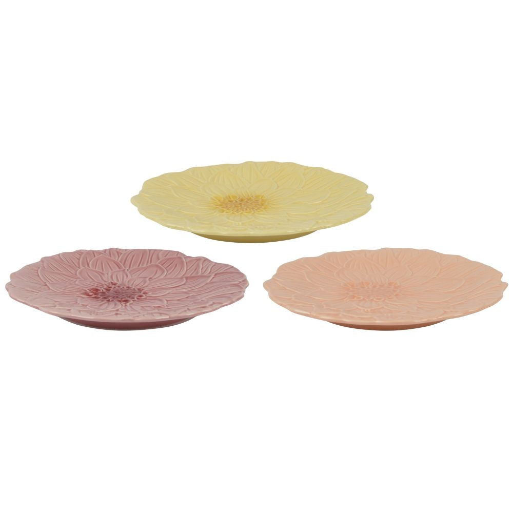 Decoris Dolomite Glossy Flower Breakfast Plate (Choice of 3 )