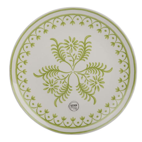 Decoris Earthenware Round Decal Dinner Plate (Choice of 2) - White/Green
