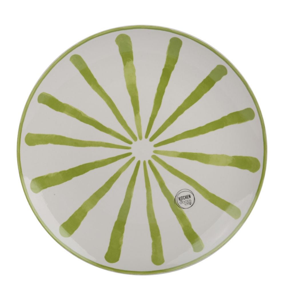 Decoris Earthenware Round Decal Dinner Plate (Choice of 2) - White/Green