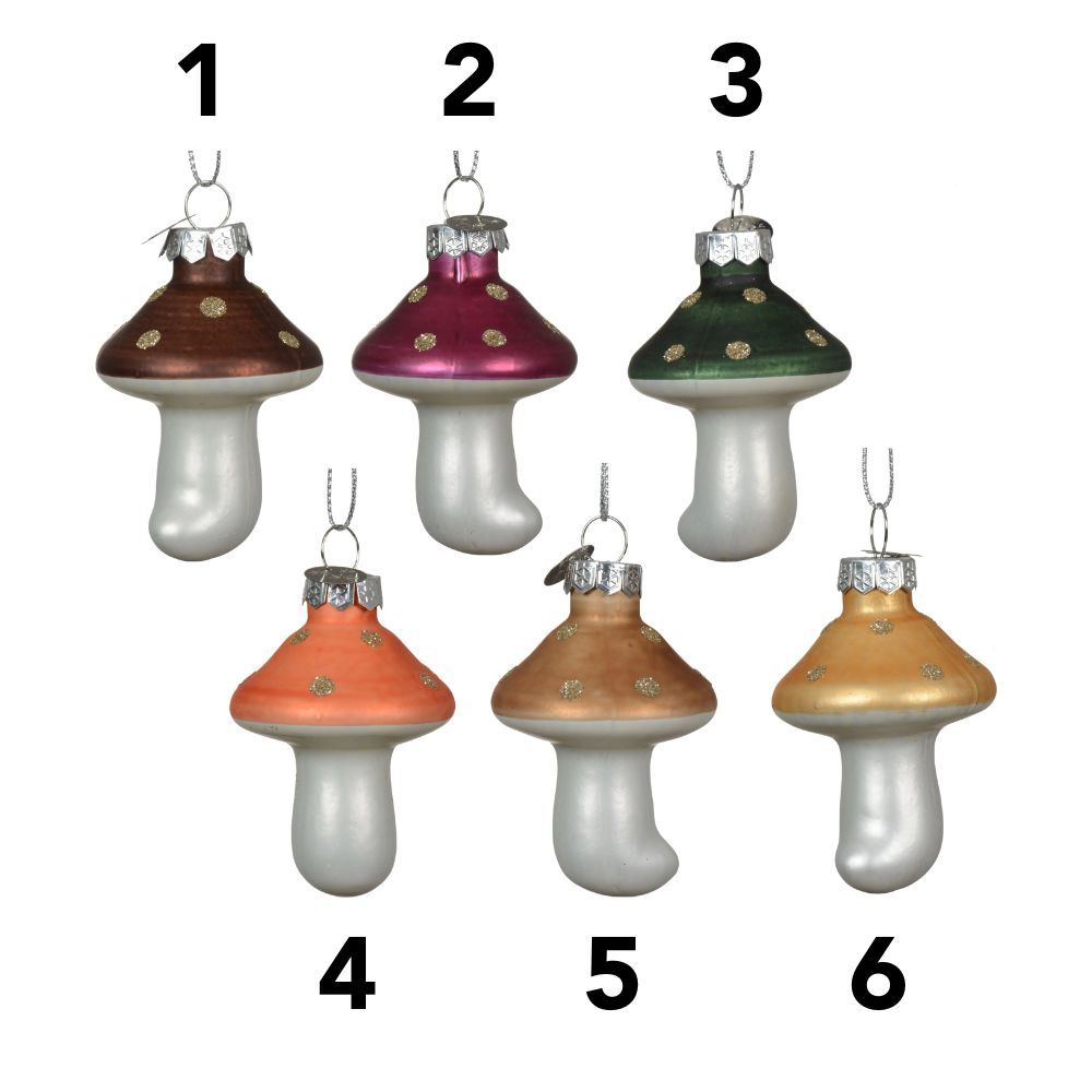Decoris Glass Mushroom Hanging Decoration - (Choice of 6)