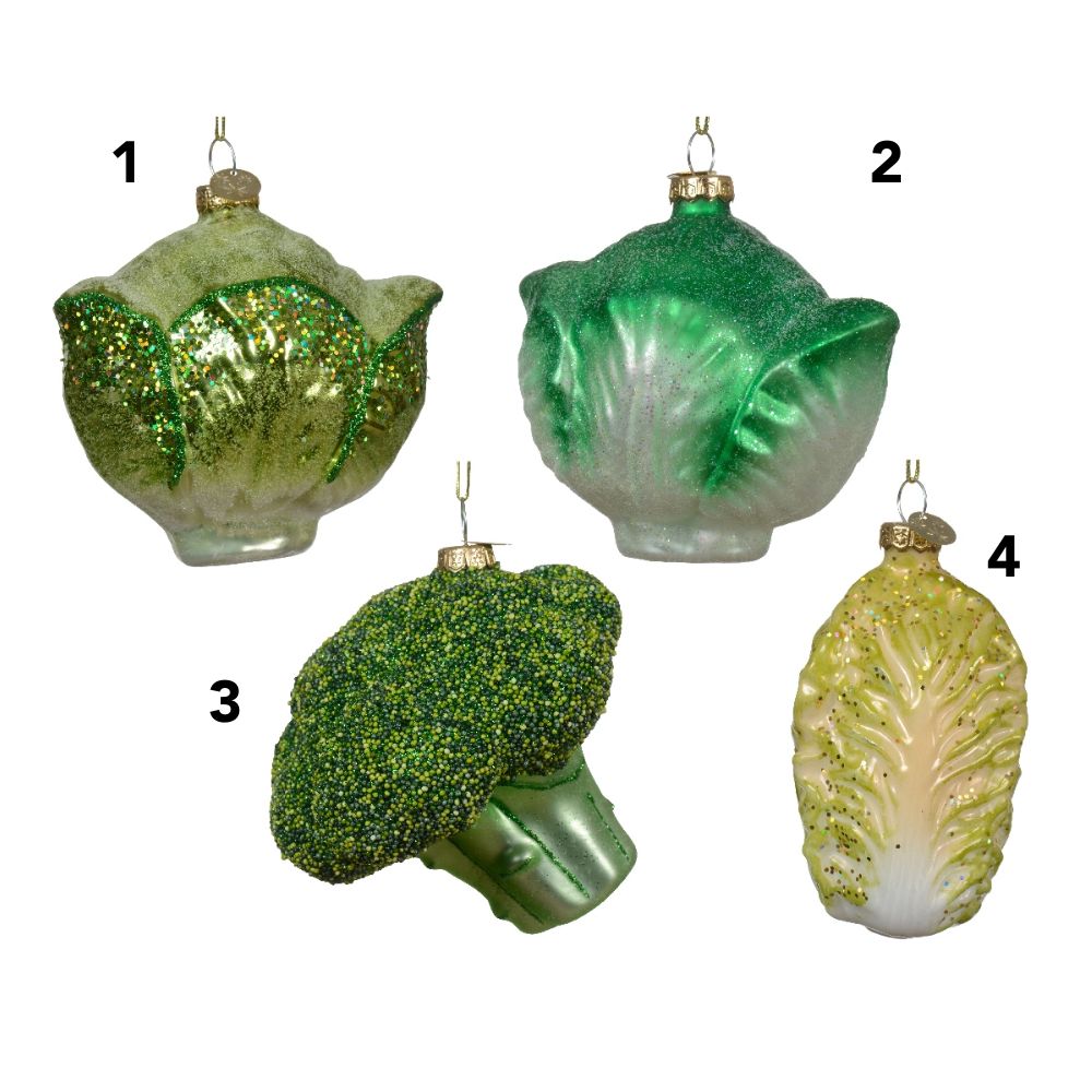 Decoris Glass Vegetable Hanging Decoration - Green - (Choice of 4)