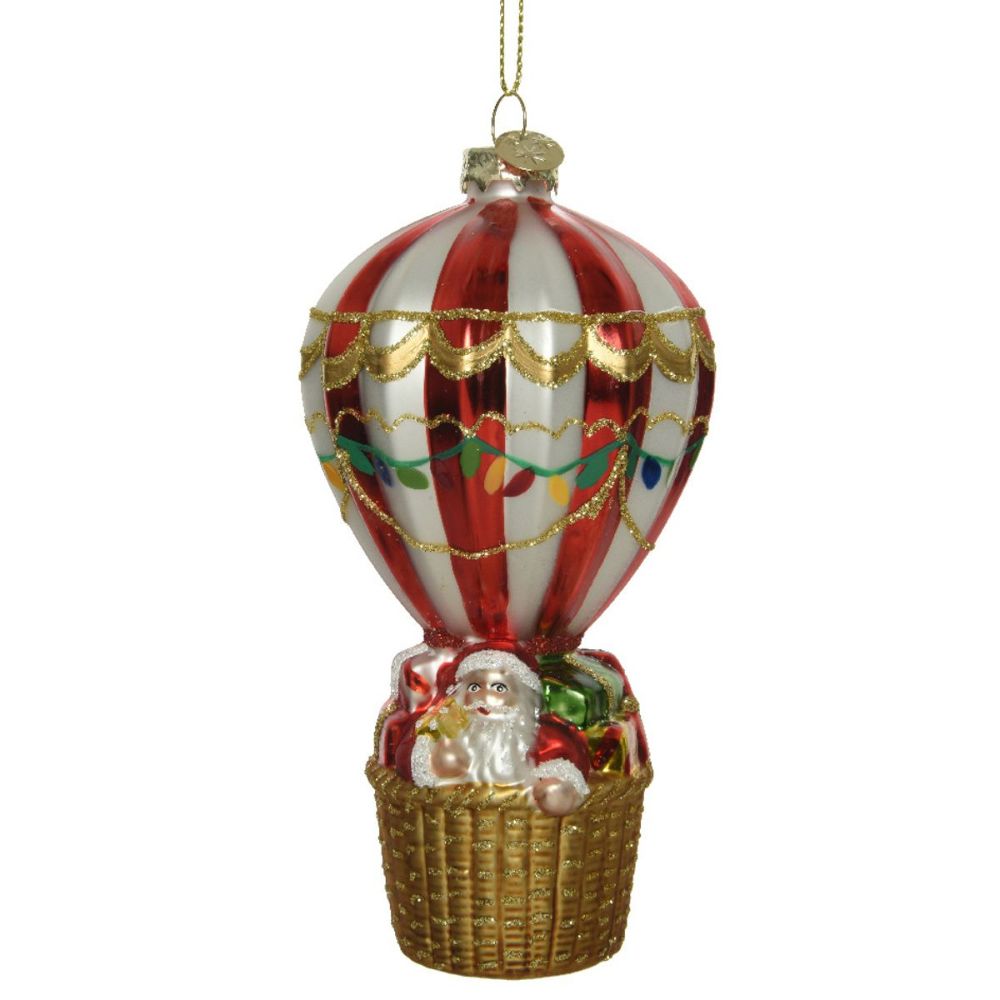 Decoris 16cm Hot Air Balloon Tree Hanging Decoration - Red