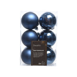 Decoris 6cm Night Blue Glass Baubles (Pack of 12)