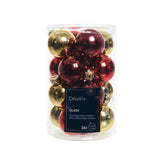 Decoris 3.5cm Red & Gold Glass Baubles