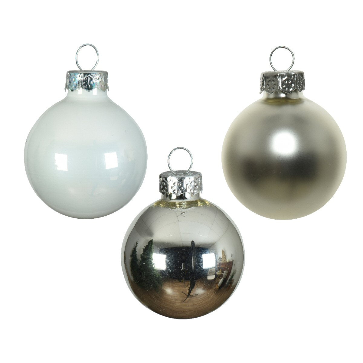 Decoris Pack of 16 3.5cm Silver Glass Baubles