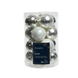 Decoris Pack of 16 3.5cm Silver Glass Baubles