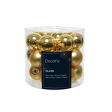 Decoris 2.5cm Light Gold Mini Glass Baubles (Pack Of 24)