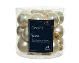 Decoris Pack of 24 2.5cm Pearl Mini Glass Baubles (Pack of 24)