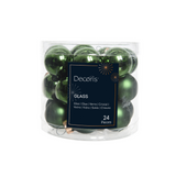 Decoris 2.5cm Pine Green Mini Glass Baubles (Pack of 24)