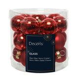 Decoris Pack of 24 2.5cm Red Mini Glass Baubles