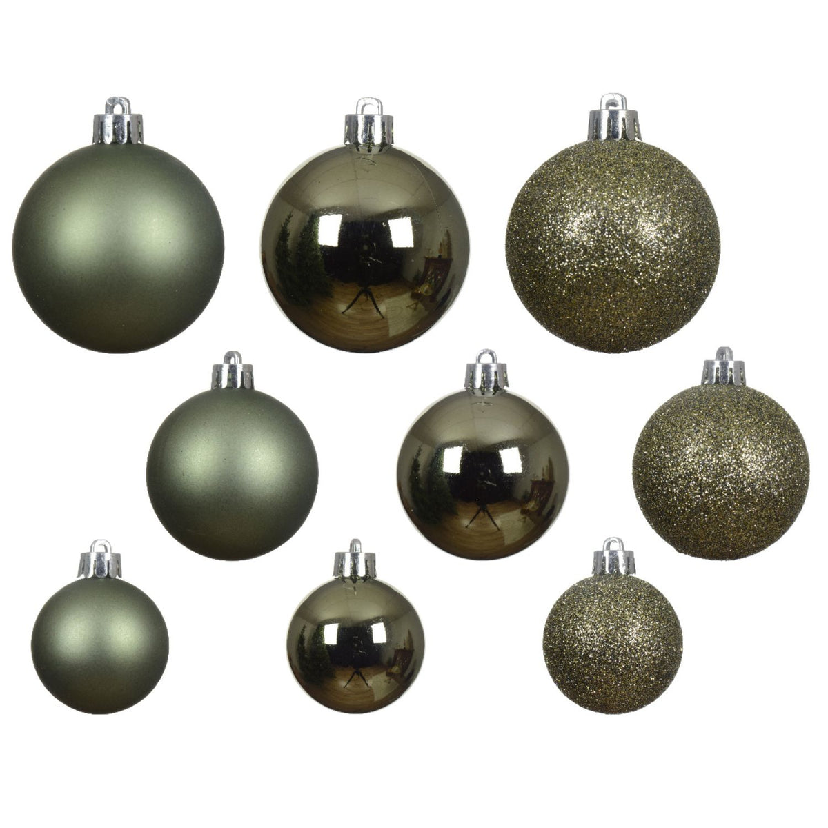 Decoris 6cm Rosemary Green Mix Shatterproof Baubles (Pack of 30)